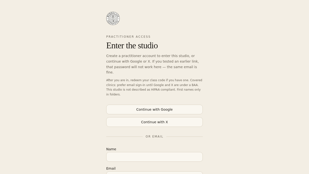 Sign-in page for Protocol Studio
