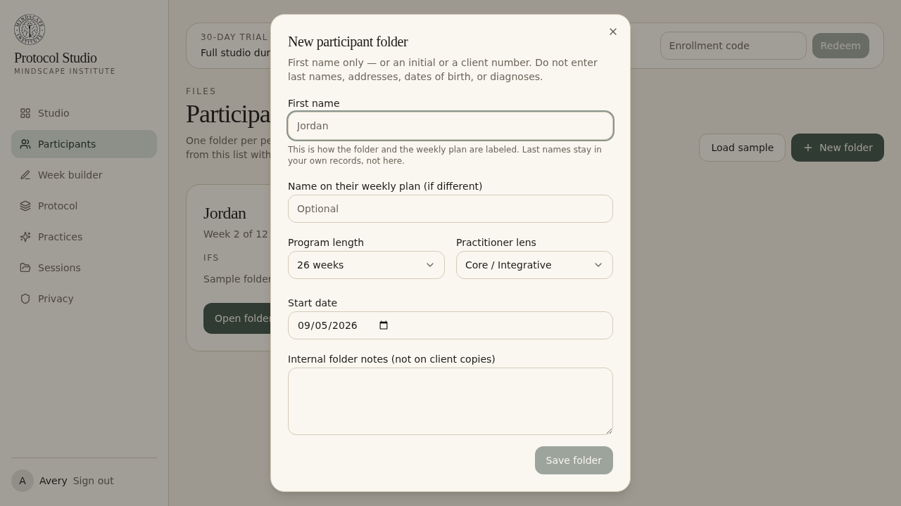 New folder dialog
