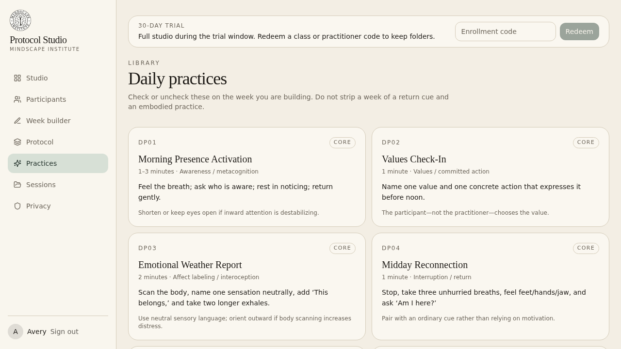 Daily practices library